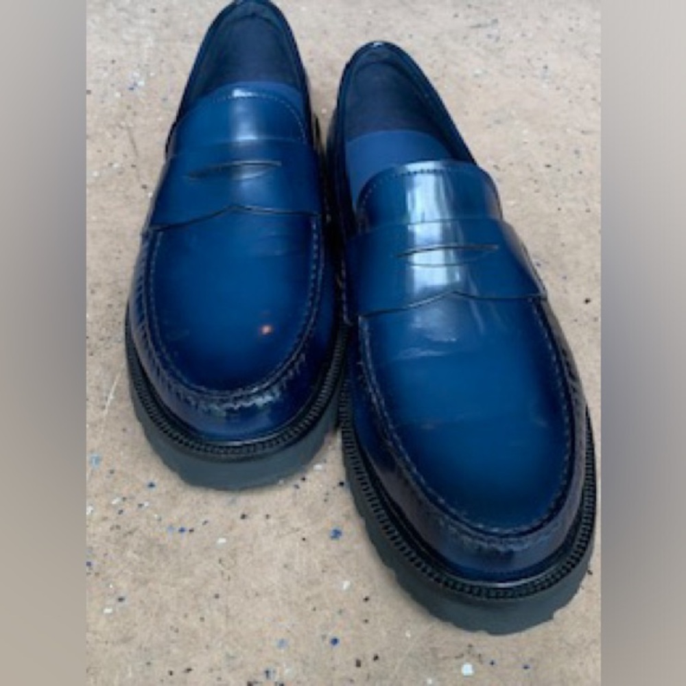 COLE HAAN Blue American Classic Penny Loafer Slip-Ons - Picture 8 of 13